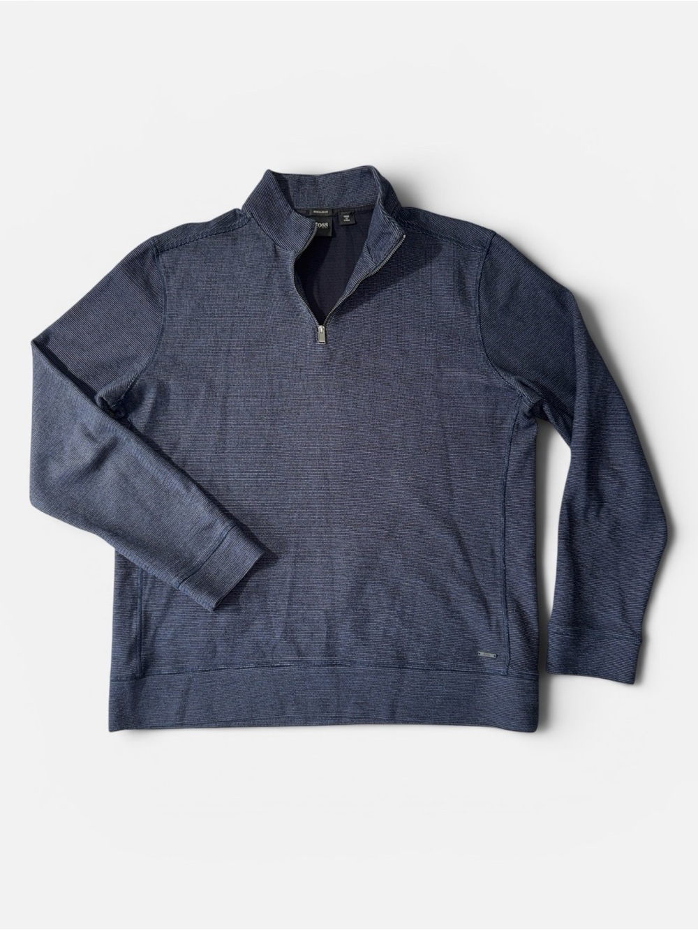 Hugo Boss mens XL regular fit dark blue 1/4 zip pullover sweater EUC
